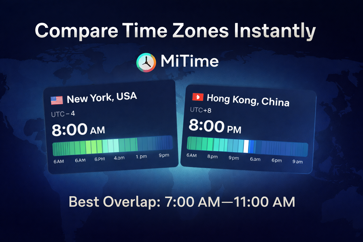 MiTime — Compare Time Zones Instantly & Find the Best Meeting Time